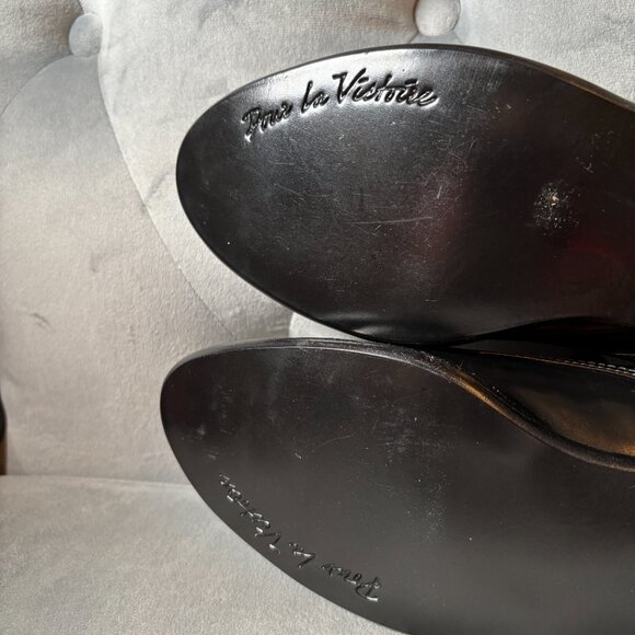 Santorini Suede Black Leather Heel Ankle Boot Size 10 1/2 M - Picture 9 of 10